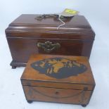 A 19th Century mahogany fitted jewellery box, together with a satinwood box inlaid with ebony