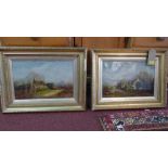 After Henry John Sylvester Stannard, a pair of oil on canvas farmyard landscapes, 1907, in