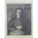 A Kathe Kollwitz, pregnant woman with folded hands, original etching, 1898-99, from a Von Der