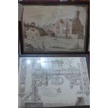 Joshua Kirby (1716-1774), a pair watercolours of Scole Pub in Norfolk, signed, double sided framed