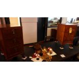 A pair of Queen Anne style walnut pedestal chests of three drawers on cabriole supports (2)