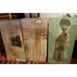 Ketut Teja Astawa (b.1971), a triptych Surrealist, mixed media on canvas, 2001, H.101cm W.50cm (each