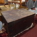 A late 19th Century pine blanket chest, with twin carrying handles