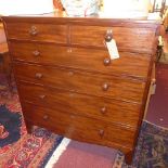 A 19th Century mahogany chest of two short over four long drawers on splayed supports