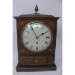 A Regency mahogany and brass mounted bracket clock, single fusee movement, 6" convex dial with Roman