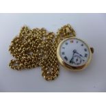 A 9ct yellow gold open face pocket watch by Stauffer & Co, white dial with Roman numerals,