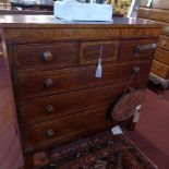 A 19th century mahogany and satinwood banded chest of three short over three long graduated drawers,