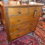 A late 19th century mahogany chest, with two short over three long drawers