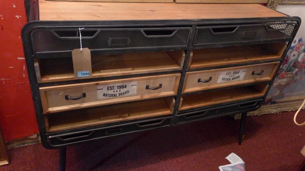 An industrial style chest of ten drawers, H.85 W.117 D.32cm