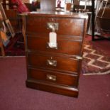 A Kennedy mahogany campaign style filing cabinet, brass inlaid, with two drawers, H.77 W.52 D.63cm