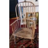 An 18th century elm stick back Windsor chair