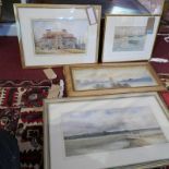 A set of four framed watercolours of landscapes, to include a scene with boats by John Le Hay (4)