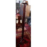 A 19th century mahogany torchere stand, converted into a standard lamp, raised on ball and claw feet