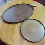 An Edwardian inlaid mahogany serving tray together with one other