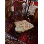 A 19th century Queen Anne style mahogany chair, with tapestry upholstered drop in seat