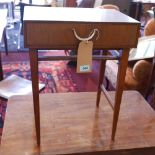 A mid century teak side table with single drawer raised on square tapering supports, H.55cm W.43cm