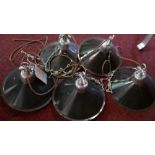 A set of five industrial enamel hanging lights, (5)