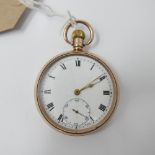 A 9ct yellow gold pocket watch, Birmingham 1924 with a white enamel dial and black Roman numerals,