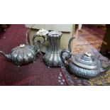 A collection of silver plated ware, to include 2 teapots, a hot water pot, twin handled sucrier,