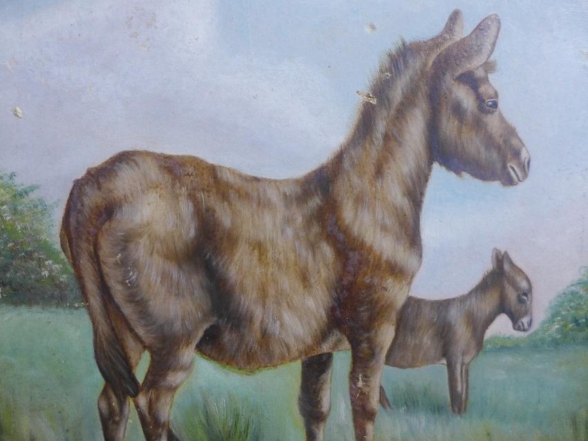 P.Gibson (19th century British School), a study of cattle together with a study of donkeys, oil on - Image 2 of 2