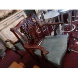 A pair of Chippendale style mahogany armchairs