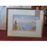 An early 20th Century watercolour of Istanbul, mounted and framed, H.19cm W.28cm