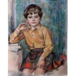 Dorothy Marguerite Colles (1917-2003) pastel drawing of a boy in a kilt, H.63cm W.50cm