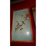 An oriental hardstone picture of birds