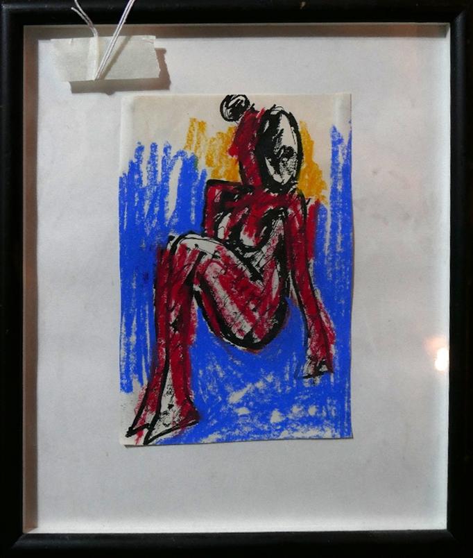 Josef Herman, R.A. (1911-2000), pen, ink and pastel sketch of a nude female, unsigned, with - Image 2 of 2