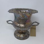 An 18th century style silver plated wine cooler, H.26cm