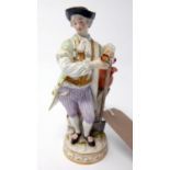 A Meissen porcelain figure of a gardener, H.19cm