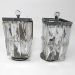 A pair of Art Deco table lamps with glass droplets