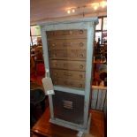 An industrial style painted fitted cabinet with glazed door, H.72cm