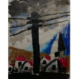 Josef Herman, R.A. (1911-2000), pen, ink, oil, pastel and watercolour sketch of a telephone pole