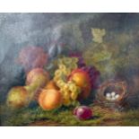 A 19th century oil on canvas, still life of fruit, signed and dated 1877, 36x44cm