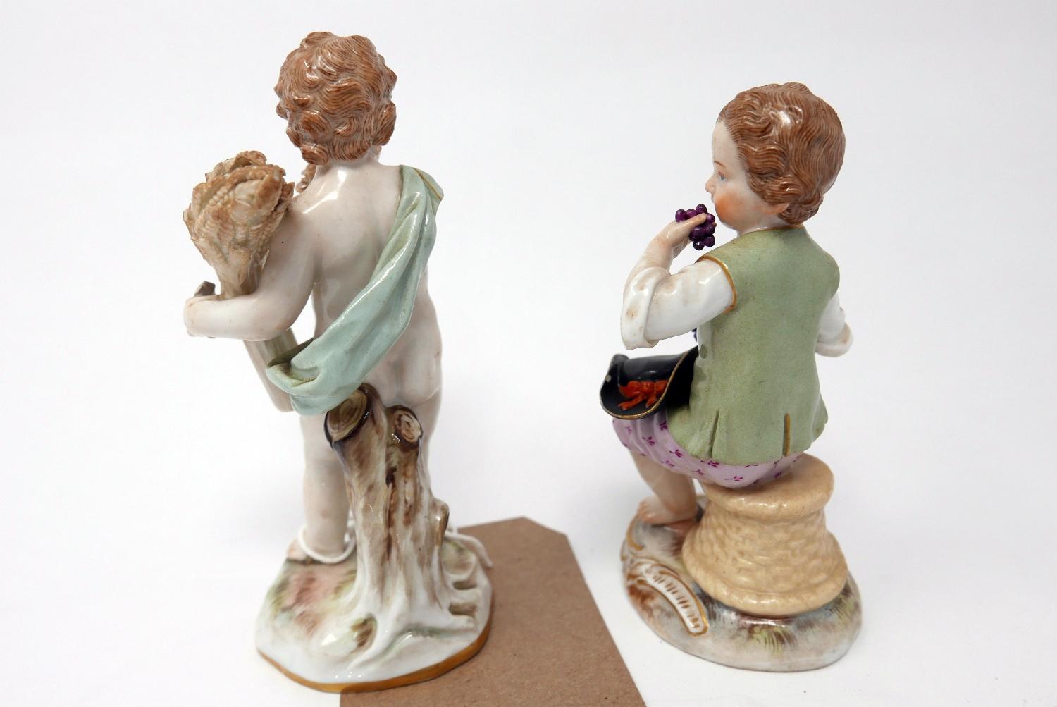 Two Meissen figures of boys, with minor chips - Image 3 of 3