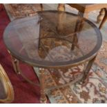 A circular brass coffee table, with glass top, H.41cm Diameter 61cm