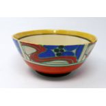 A Clarice Cliff bowl with fantasque design, 10x20cm