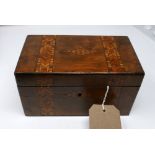 A 19th century tunbridge ware inlaid walnut tea caddy, H.12cm W.23cm D.13cm