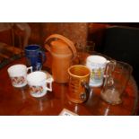A collection of tankards to include three whitefriars tankards