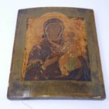A Russian icon, the Mother of God of Kazan, tempera on wood panel, 31 x 26cm