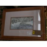 A 20th century hand tinted print of a Venice scene, signed lower right, framed and glazed, H.60cm