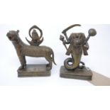 Two 19th century Hindu bronze figural studies, one depicting a decapitated deity (possibly Matsya