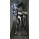 A collection of silver plate, to include two boxed fish servers, a boxed bone serving fork and