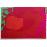 Patrick Heron screen print, original edition 72, plate 1, green, red and pink organic shapes