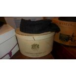 Two ladies black hats in boxes, one bearing label for Aage Thaarup, the other James Wedge (2)