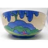 An Art Deco Clarice cliff ceramic bowl with Fantasque/Bizzare pattern, H.10 W.22cm