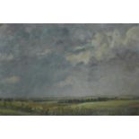 20th century British School, 'Thunder Showers Beyond, Pirton', oil on board, signed lower right, H.