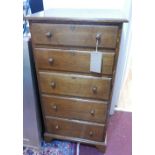 An early 20th century oak pedestal chest, with five graduating drawers, raised on bracket feet, H.