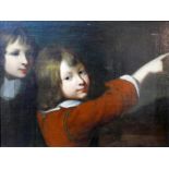 18th century school, Two Princes, oil on canvas, unsigned, in giltwood and ebonised frame, 41 x 55cm